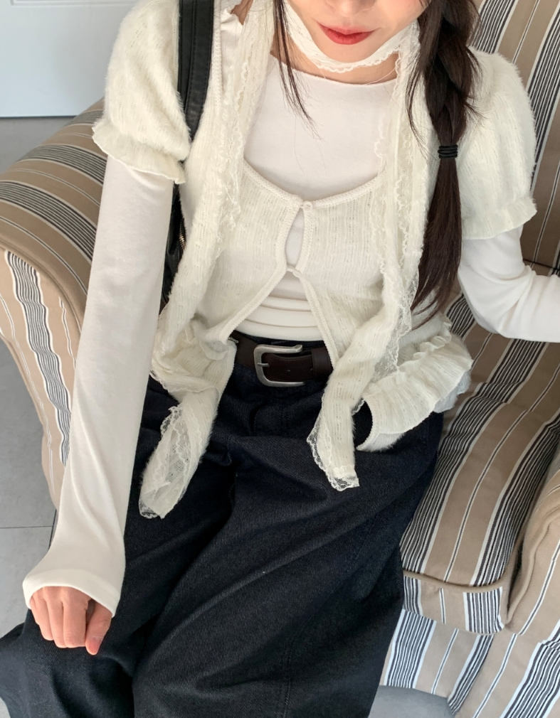 【Lumnia】韓國設計 泡泡袖圍巾套裝